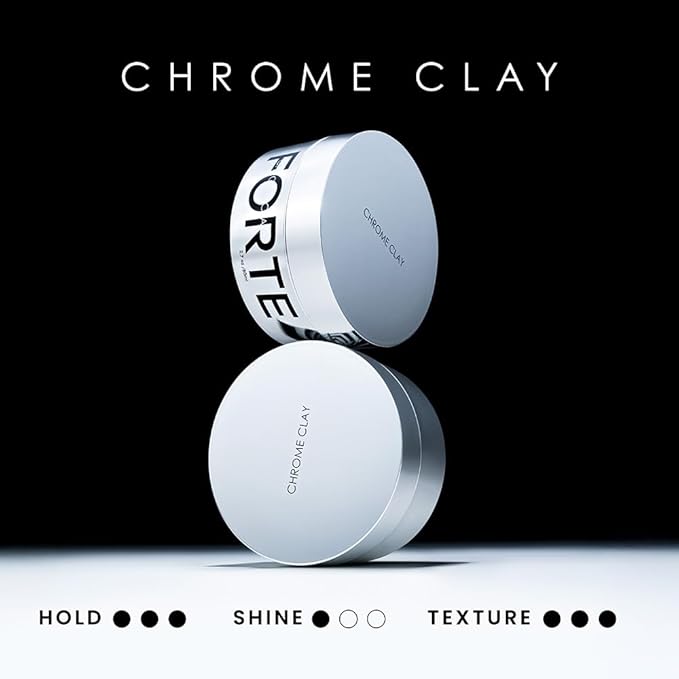 Forte Series Chrome Clay – Strong Hold Hair for Men | Matte Finish, Volumizing & Texture Enhancing | Kaolin, Biotin & Aloe Vera | Lightweight, Reworkable & Easy Wash-Out | 2.5oz