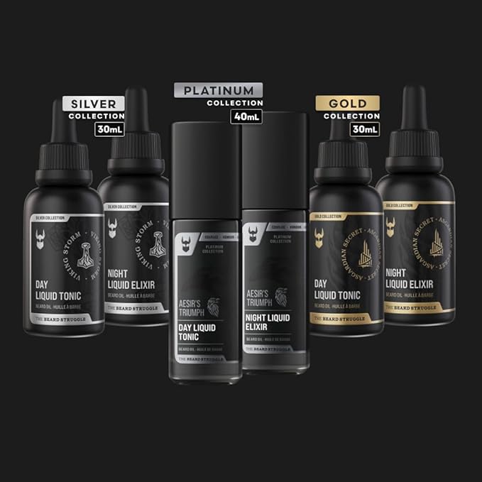 The Beard Struggle Tonic + Elixir Beard Oil Bundle - Platinum Collection - Grooming Beard Oil - Softens, Moisturizers, and Strengthens Beard Growth - Pack of 2, Vanir's Wisdom