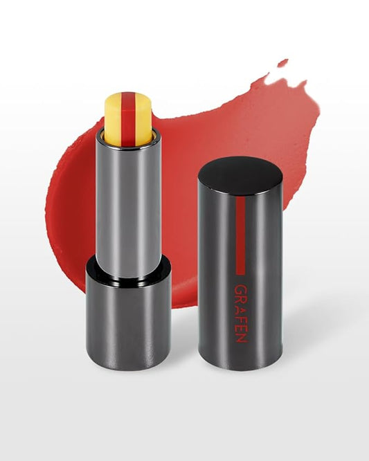 GRAFEN Triple Color Lip Balm Coral Red 0.13 oz | Tinted Lip Balm for Men | Korean Lip Butter Triple Layers of Lip Care & Coloring | Metal Container & Magnetic Cover.