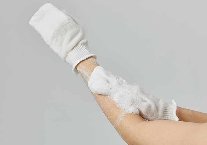 KANSO Exfoliating SONMOA Shower Towel – Natural Viscose Glove for Gentle Exfoliation, Chemical-Free, Hand-Sewn, Made in Korea – 1 Pair or 2 Pair Set Options (1-Pair Set)