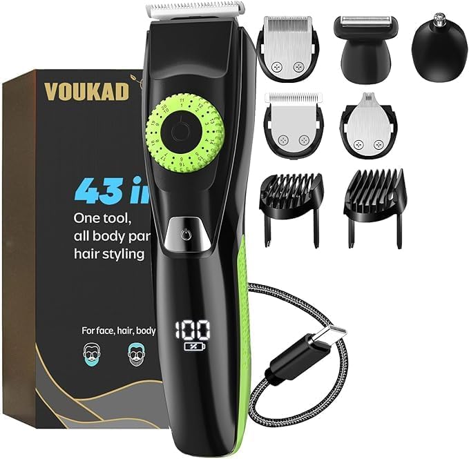 40 Precisions Electric Beard Trimmer for Men, Mens Grooming Trimmer for Beard, Mustache, Face and Ear Hair, Multi-Series Clipper, Waterproof, USB C Charging, Soft Pouch (Green)