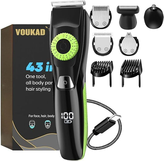 40 Precisions Electric Beard Trimmer for Men, Mens Grooming Trimmer for Beard, Mustache, Face and Ear Hair, Multi-Series Clipper, Waterproof, USB C Charging, Soft Pouch (Green)