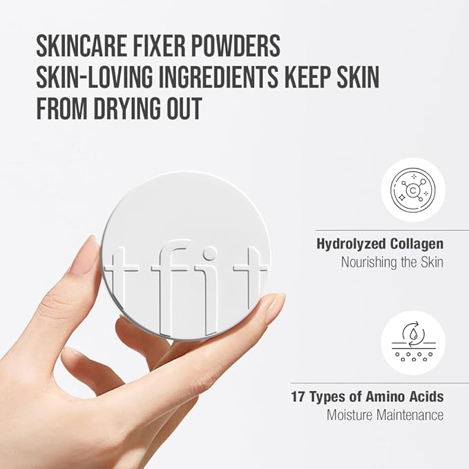 TFIT Translucent Set Finishing Powder - Sebum Control Face Loose Powder, Matte & Silky Finish, Lightweight, Long-lasting, Korean Makeup Setting Powder, 0.24 Oz. (01 White, 0.24 Oz.)
