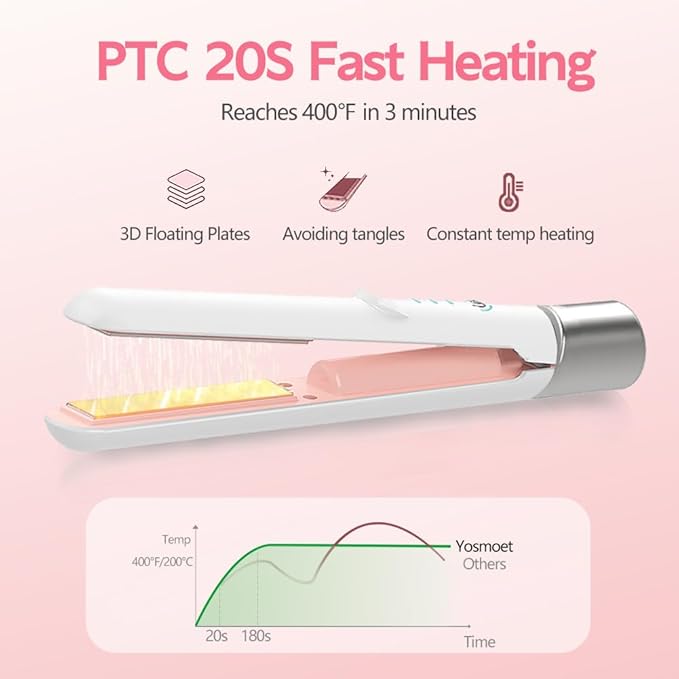 Cordless Hair Straightener and Curler 2 in 1, Fast Heating Ceramic Flat Iron,Rechargeable Portable Hair Straightening Iron for Women, Travel Hair Styler