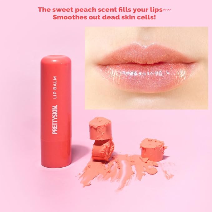 PS.PRETTYSKIN Moisture Lip Balm 0.15oz.(4.5g) Smooth, Soft Texture, Hydrating, Natural Shine, Glossy, korean lip balm (Peach)