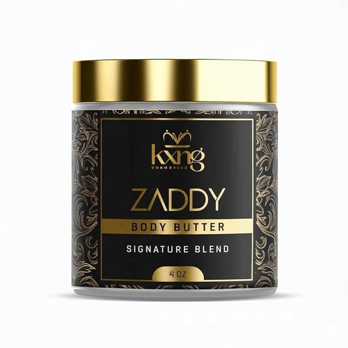 KXNG Cosmetics, Body Butter, Organic Skin Care for Men and Women, Body Moisturizer Lotions and Creams, Raw Shea Butter, Cocoa Butter, Mango, Coconut Oil, Hand, Foot, All Skin Types (Zaddy)