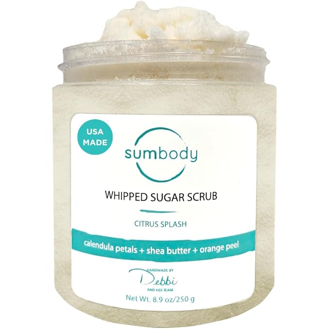 USA Citrus Shea Sugar Body Scrub Vitamin C (9oz) Moisturizing Exfoliating Body Foot Hand Scrub Hydrating Nourishing Bath Essential Scrubs Women Teens Gift Self Care Vegan