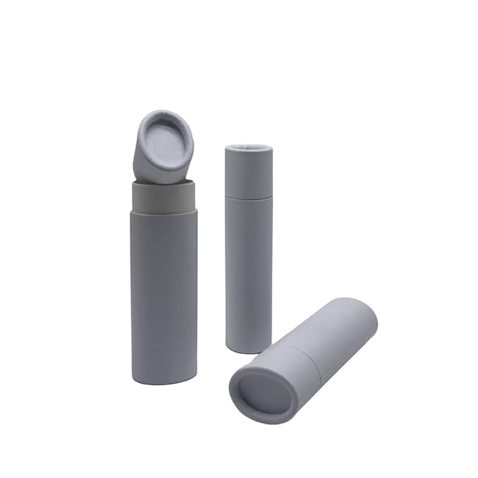 GreenWay 0.5oz / 15g Kraft Paperboard Lip Balm Tubes with Lids - 12 Pack Lip Gloss Tubes Refillable DIY Cosmetic Containers – Oval Shaped Lip Balm Containers Empty Holder Tubes - White