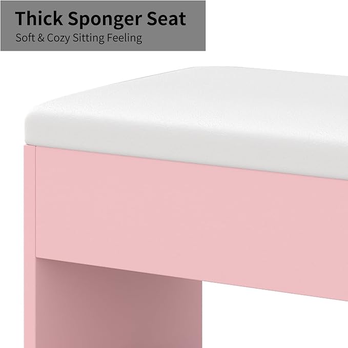 Vanity with Mirror and LED Lights,Vanity Desk with Power Outlet, Makeup Vanity with Drawers and 2 Cabinets, Fold-up Panel, Glass Top Vanity Table with Chair for Bedroom (10 Drawers, Pink)