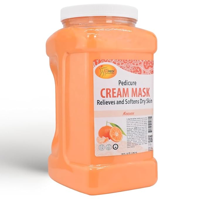 SPA REDI - Body and Foot Cream Mask, Mandarin, 128 Oz - Pedicure Massage for Tired Feet and Body, Hydrating, Fresh Skin - Infused with Hyaluronic Acid, Amino Acids, Panthenol, Comfrey Extract
