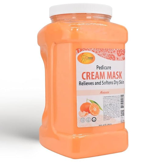 SPA REDI - Body and Foot Cream Mask, Mandarin, 128 Oz - Pedicure Massage for Tired Feet and Body, Hydrating, Fresh Skin - Infused with Hyaluronic Acid, Amino Acids, Panthenol, Comfrey Extract