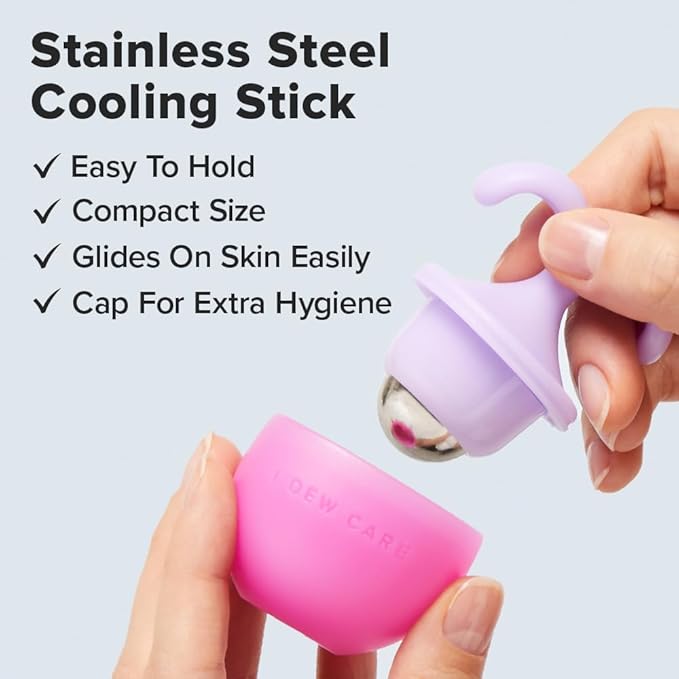 I DEW CARE Facial Tool - Rolling with It | Cooling Stick Skincare Tool, Depuffing Ice Face Roller with Cap, Gift, Reusable and Hygenic, Travel Size, FSC Packaging, Face Massage