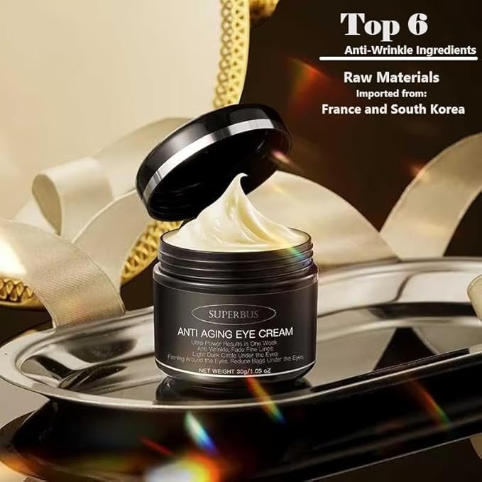 SUPERBUS Anti Aging Eye Cream, Anti Wrinkle, Fade Fine Lines, Reduce Bags and Light / Dark Circle Under the Eyes, Firming Around the Eyes