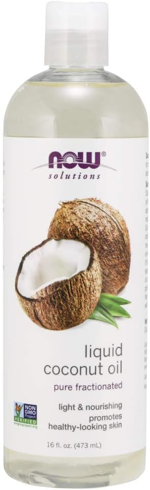 NOW Foods Solutions, Liquid Coconut Oil, Light and Nourishing, Promotes Healthy-Looking Skin and Hair, 16-Ounce