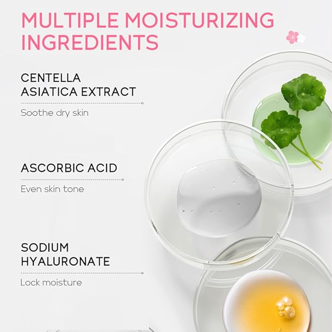 Sakura Skincare Gift Set, Skin Care Travel Kit with Cleanser, Toner, Serum, Eye Cream, Face Cream for Women Girls (5pcs)