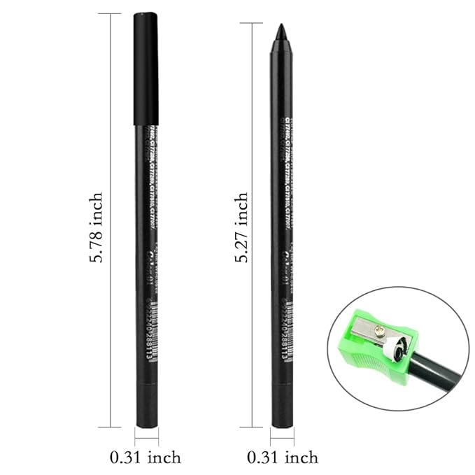 evpct 3Pcs Black & Dark Brown & Brown Gel Glitter Matte Metallic Eyeliner Pencils Set for Women Waterproof Smudge Proof lapiz de ojos delineador de ojos contra el agua Eye Liner Makeup 01 02 16