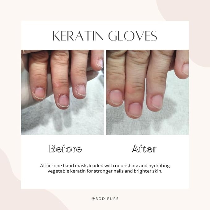 Bodipure Premium Hand Mask Keratin Gloves | Moisturizing Gloves for Dry Hands & Nail-Strengthening & Cuticle Softening | Spa Experience at Home | Chemical Free & For All Skin Types | 50 Pairs