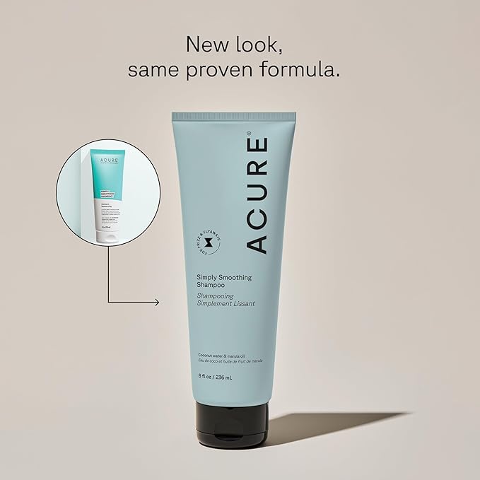 Acure Simply Smoothing Shampoo and Conditioner Set - Hydrating & Moisturizing for Women & Men, Moisturize Frizzy, Dry, Damaged Hair w/ Coconut Water, Vegan, Paraben & Sulfate Free - 8 fl oz (2 Pack)