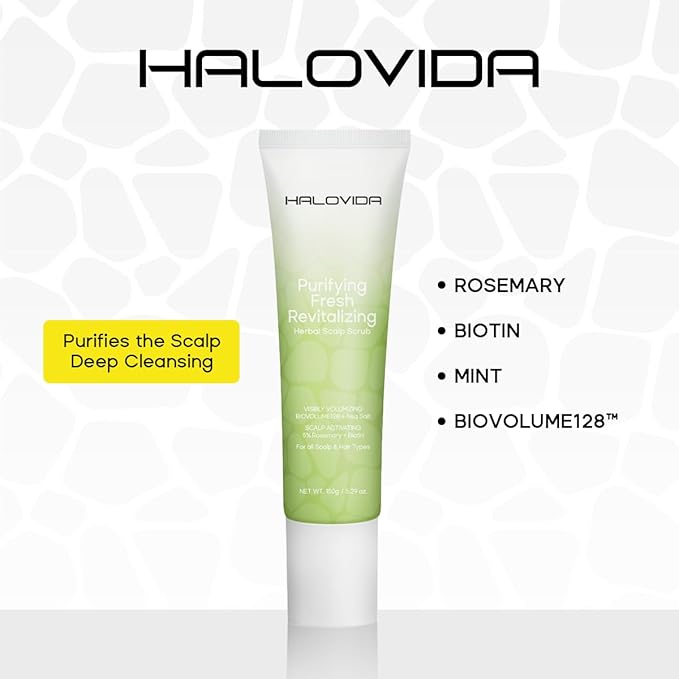 Sea Salt Rosemary & Mint Scalp Scrub, Clean Silicon Oil-Free, Itchy Relief Scalp Treatment for Dandruff, Gently Exfoliator Cruelty-Free, Relieves Dryness, Promotes Hair Growth