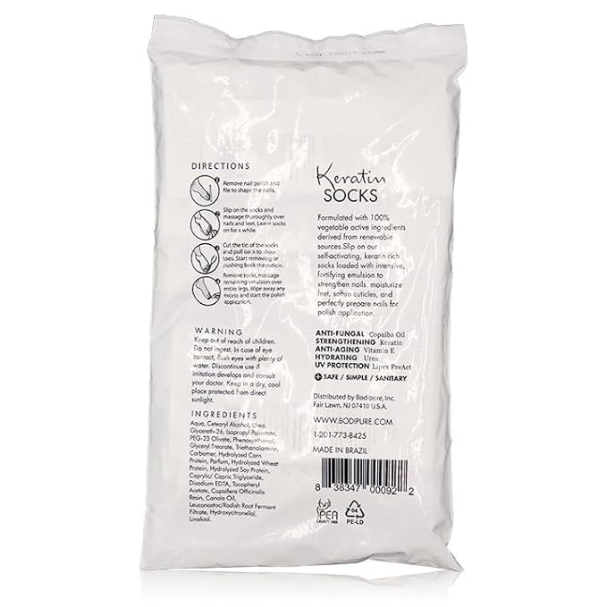 Bodipure All-In-1 Moisturizing Foot Mask, Keratin & Vitamin E Foot Mask for Dry Cracked Feet, Callus & Heel Softening, Easy-to-Use Pedicure Foot Repair, Chemical-free Feet Treatment 24 Pairs