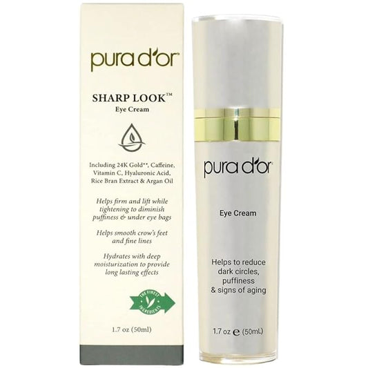 PURA D'OR Sharp Look Eye Cream (1.7oz) Youth-Enhancing Eye Cream For Firm Lift and Reduced Appearance of Wrinkles and Fine Lines, Puffiness and Under Eye Bags With 24K Gold