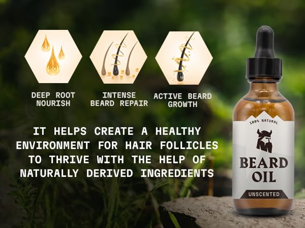 Striking Viking Unscented Beard Oil for Men - 2 Fl Oz, Fragrance-Free - Clear Beard & Mustache Conditioner with Jojoba & Argan Blend, Almond & Tea Tree Oils for Growth & Sensitive Skin