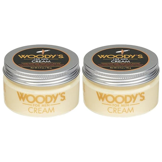 Woody's Men Hair Styling Cream - Matte Finish Clay Pomade for Men, Controls Curly & Wavy, Water-Soluble & Mild Hold Hair Clay, 3.4 oz, 2 Pack