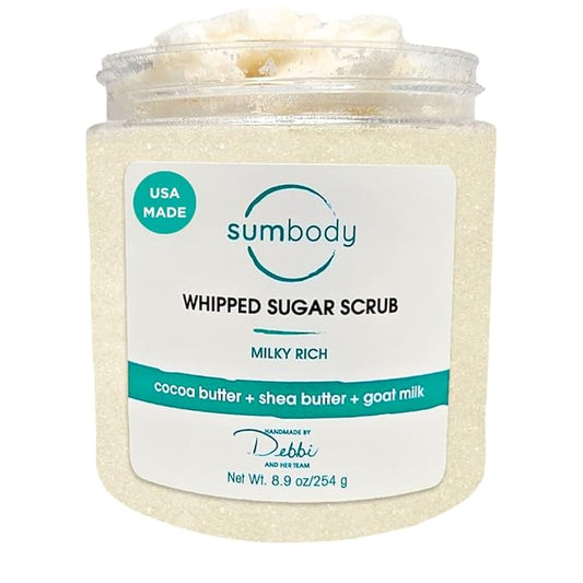 USA Vanilla Shea Sugar Body Scrub Goat Milk (9oz) Moisturizing Exfoliating Body Foot Hand Scrub Hydrating Nourishing Bath Essential Scrubs Women Teens Gift Self Care