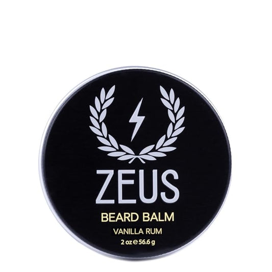 ZEUS Beard Balm, Natural Beeswax & Shea Butter Balm, Softening Conditioner for Facial Hair – MADE IN USA (Vanilla Rum) 2 oz.