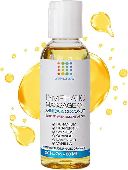 Lymphatic Drainage Massage Oil: Arnica and Coconut Oil for Manual Lymph Drainage & Post Surgery Recovery I for Liposuction, 360 Lipo, BBL,Tummy Tuck, Lymphedema, Lipedema, Lipo Foam, Massager I 2.0 oz