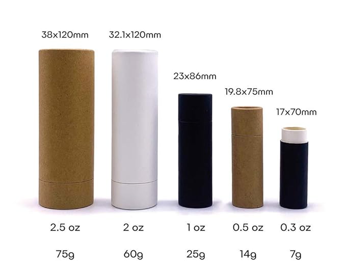10 Pcs 1 Oz Paperboard Lip Balm Tubes Cardboard Krafts Paper Lipstick Tube Empty Lip Gloss Container Refillable Paper Round Solid Perfume Tube Chapstick Tube DIY Cosmetic Deodorant (Black)