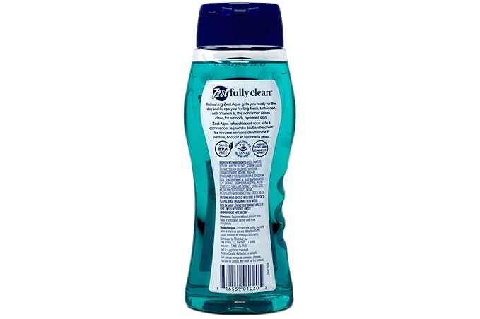 Zest Aqua Hydrating Body Wash, 18 Fl Oz (Pack of 6) - Moisturizing & Refreshing Shower Gel, Easily Lathers for a Relaxing Bubble Bath - Foaming & Exfoliating Skin Cleanser for a Smooth & Clean Skin