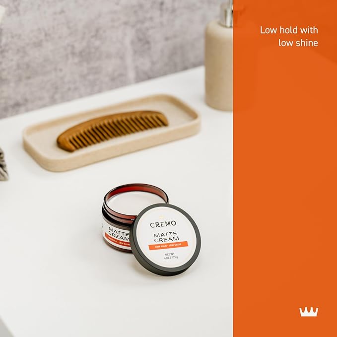 Cremo Hair Styling Matte Cream, Premium Barber Grade, Light Hold, Low Shine, Hair Cream and Hair Products For Men, 4 Oz