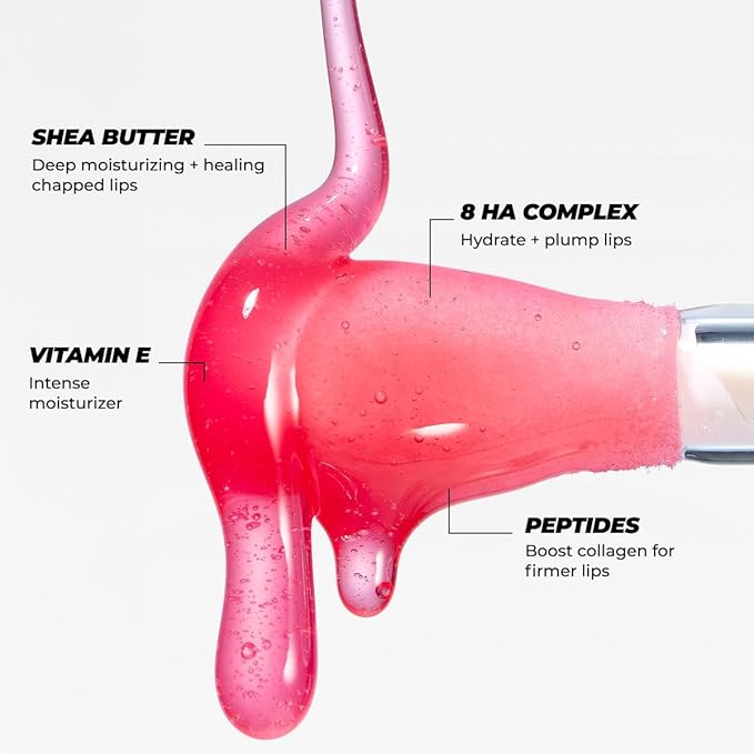 Vitamasques Korean Lip Oil Stain - Watermelon, Plump & Hydrate, Korean Lip Gloss, Lip Gloss plumper, Lip Oil For Women, Non-Sticky Lip Glow Oil Moisturizing - 0.17 Fl Oz