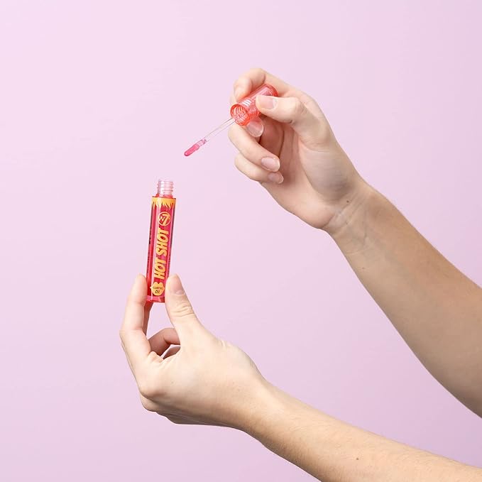 W7 Hot Shot Plumping Oil Bundle - Enhancing & Repairing Plump Effect For Fuller Lips - Clear & Soft, Natural, Everyday Lip Care - 2 Pack