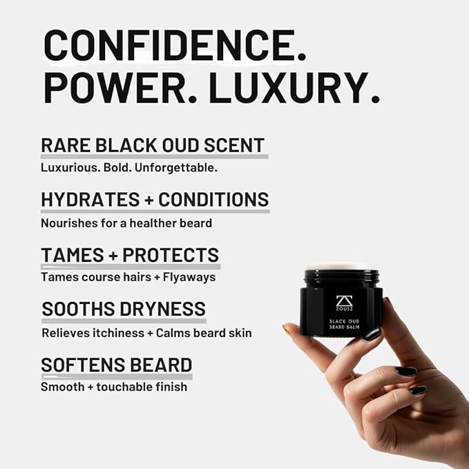 Black Oud Beard Care Kit - Non-Greasy, Premium Balm with Shea Butter | Ultimate Softener and Conditioner for Men, 50mL
