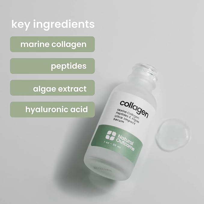 Collagen Peptide Serum for Face, Daily Firming, Lifting and Wrinkle Reducing Facial Serum with Marine Derived Collagen and Hyaluronic Acid 1 oz