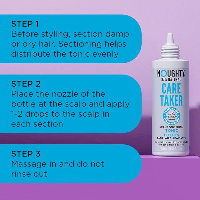Noughty 97% Natural Care Taker Scalp Soothing Tonic, for Sensitive and Irritated Scalps, Fragrance Free Leave in Treatment, Gentle on Skin and Hair, Sulphate Free Vegan Haircare 75ml