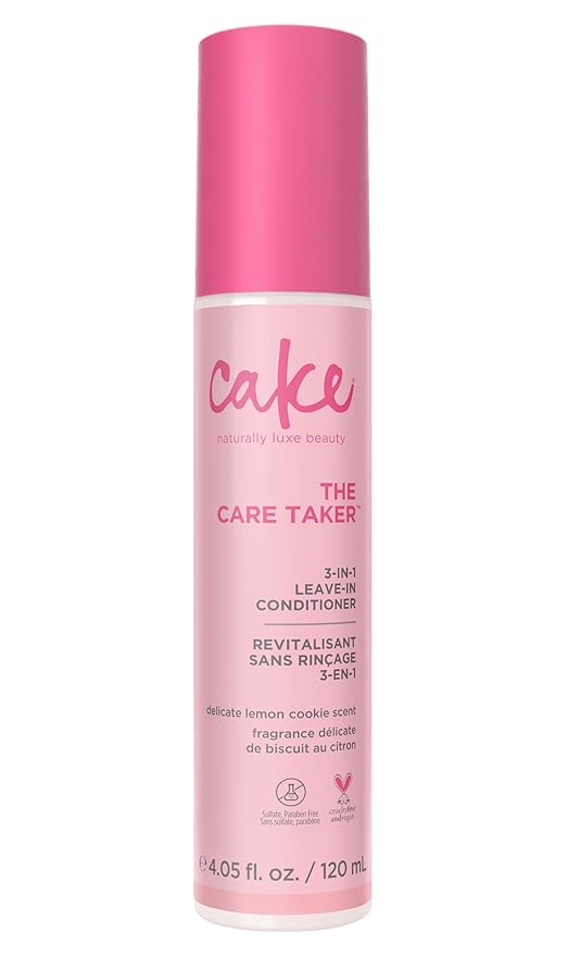 Cake Beauty 3-in-1 Leave in Conditioner, The Care Taker – Moisturizing & Softening – With Coconut Oil, Biotin, Soy & Rice Proteins – For Dry/Normal Hair Types – 4 Fl Oz / 120 mL (Packaging May Vary)