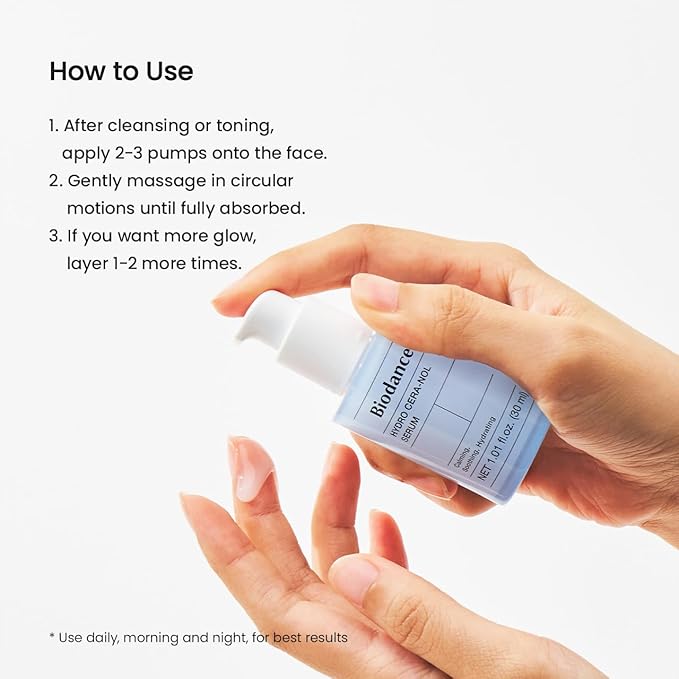 BIODANCE Hydro Cera-Nol Serum, Hydrating, Quick Soothing Effect, Redness Reducing, Hydration Boost Serum for Sensitive Skin, Korean Skincare | 1.01 fl.oz x 1 ea