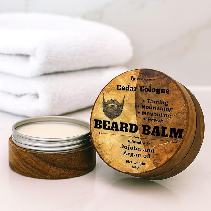 Beard Balm, CEDAR COLOGNE SCENTED with Jojoba and Argan Oil, Nourishing and Taming Formula, 50g