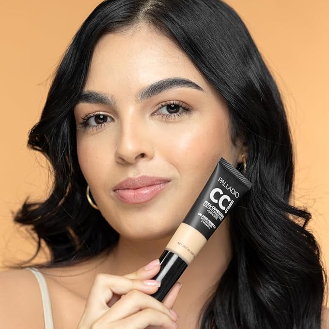 Palladio Full-Coverage Color Correction CC Cream, Oil-Free with Peptides & Vitamin C, Best for Correcting Redness and Uneven Skin Tone, Buildable Foundation Coverage (Med 31C)