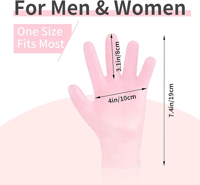 MoyRetty Silicone Moisturizing Gloves 2 Pairs, Flexible & Durable, Ideal for Dry Hands, Home Spa Experience - Pink & Beige