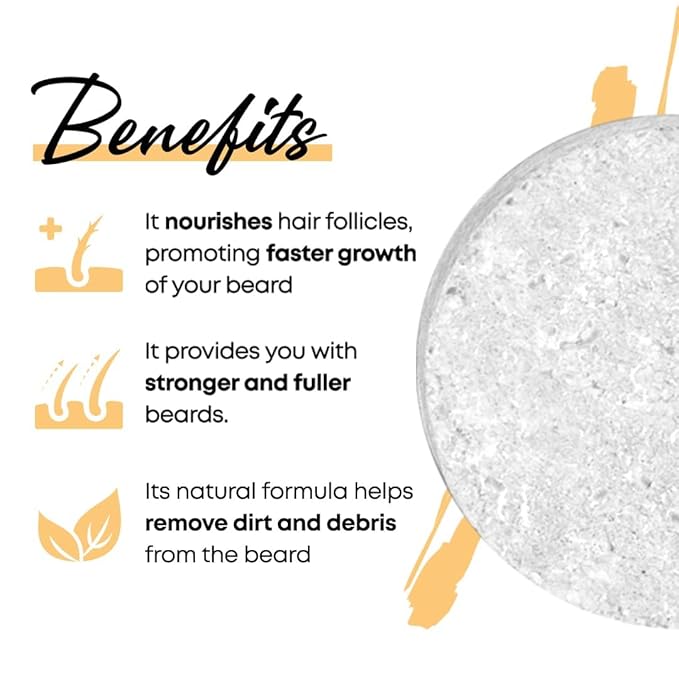 Beard Shampoo Bar, 1 Package, Unscented, Supports Beard Growth and Nourishment,Mustache Roots, for Men