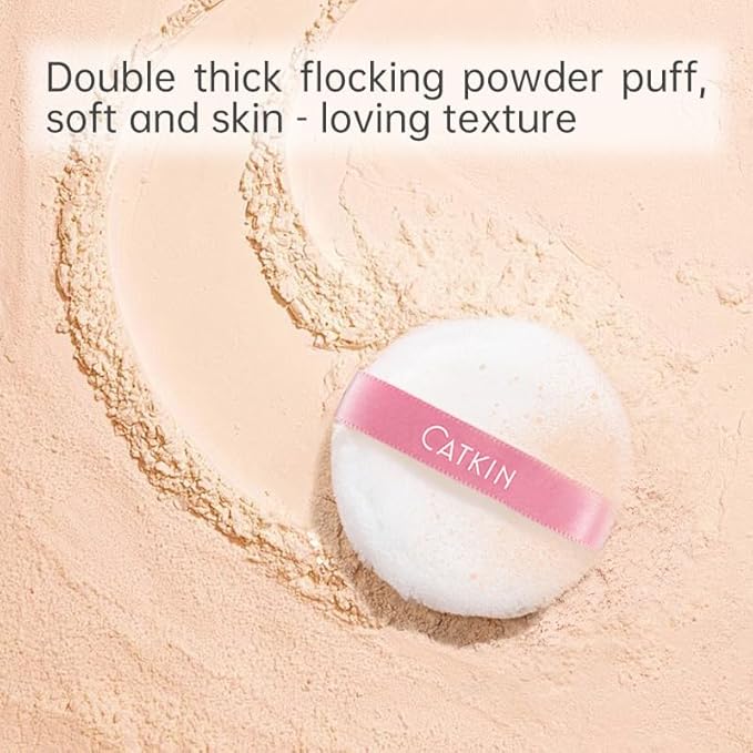 CATKIN Loose Setting Powder - Translucent Shimmer Finishing Powder, 3 Colors Even Skin Tone, Oil Control Makeup Pore Minimizing Powder with Velour Puff (0.42oz, C01 Shimmer for Oily Skin)