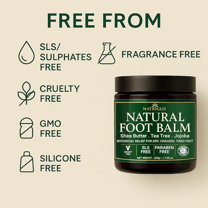 Organic Tea Tree Foot Cream for Dry Cracked Feet, Heels, Toes & Calluses - Athlete’s Foot, Odor, Itchy & Rough Skin- Heel Balm & Moisturizer for Soft, Smooth Feet & Lasting Comfort