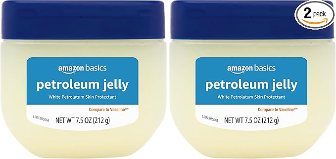 Amazon Basics Petroleum Jelly White Petrolatum Skin Protectant, Unscented, 7.5 oz, 2-Pack, (Previously Solimo)