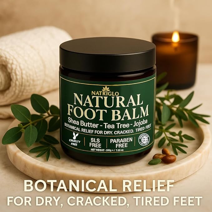 Organic Tea Tree Foot Cream for Dry Cracked Feet, Heels, Toes & Calluses - Athlete’s Foot, Odor, Itchy & Rough Skin- Heel Balm & Moisturizer for Soft, Smooth Feet & Lasting Comfort