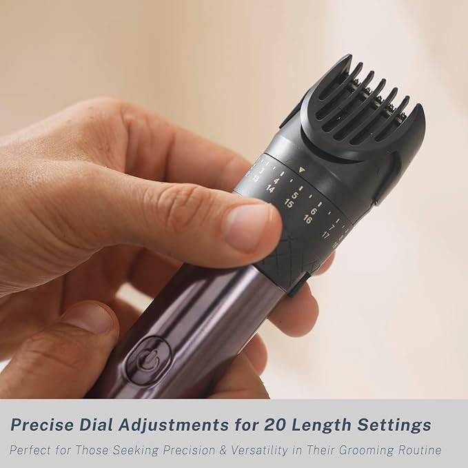 Beard Trimmer for Men Hair Clippers Set with Precise Dial Adjustable 20 Settings, All-in-One Electric Shavers Grooming Kit for Face Bald Head Nose Full Body, IPX7 Waterproof Wet/Dry, USB-C Charge Dock