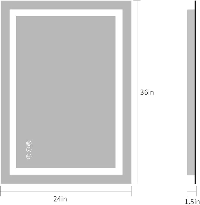 Amorho LED Bathroom Mirror 24"x 36" with Front and Backlight, Stepless Dimmable Wall Mirrors with Anti-Fog, Shatter-Proof, Memory, 3 Colors, Double LED Vanity Mirror(Horizontal/Vertical)